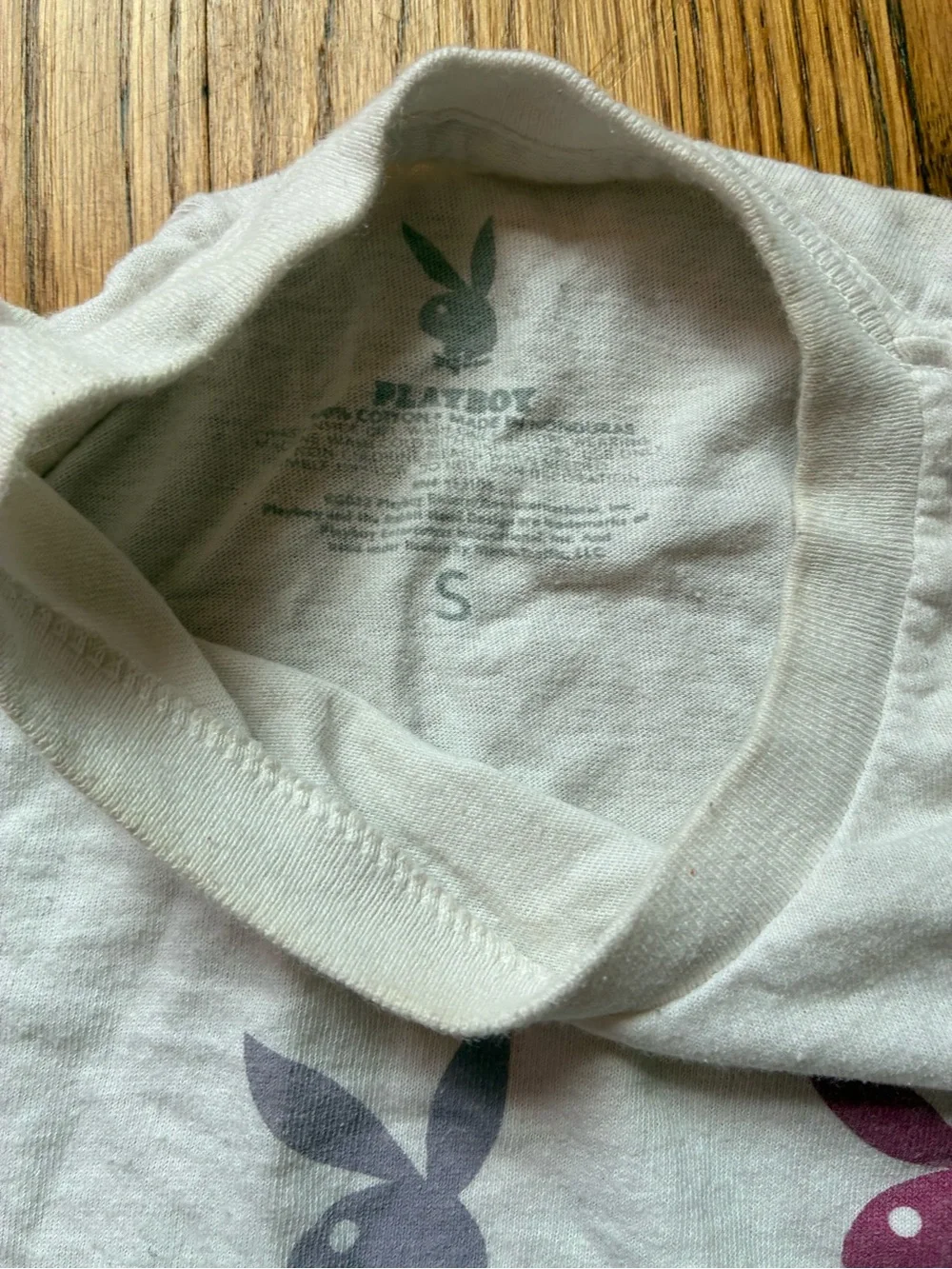 PLAYBOY White Tee with Multicolor Bunny Grid